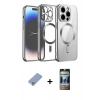 MARSİLYAN™- iPhone 12 Pro Kılıf Nova Işık Özel Seri - Siyah 34D Hayalet Izgaralı Cam + Metal Kamera Lens Koruma Cam - KUYL