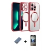 MARSİLYAN™- iPhone 12 Pro Kılıf Nova Işık Özel Seri - Siyah 34D Hayalet Izgaralı Cam + Metal Kamera Lens Koruma Cam - AKYL
