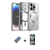 MARSİLYAN™- iPhone 12 Pro Kılıf Nova Işık Özel Seri - Siyah 34D Hayalet Izgaralı Cam + Metal Kamera Lens Koruma Cam - AKYL