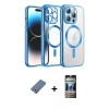 MARSİLYAN™- iPhone 12 Pro Kılıf Nova Işık Özel Seri - Siyah 34D Hayalet Izgaralı Cam + Metal Kamera Lens Koruma Cam - AKYL