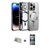 MARSİLYAN™- iPhone 12 Pro Kılıf Nova Işık Özel Seri - Siyah 34D Hayalet Izgaralı Cam + Rainbow Kamera Lens Koruma Cam - GD
