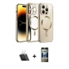 MARSİLYAN™- iPhone 12 Pro Kılıf Nova Işık Özel Seri - Siyah 34D Hayalet Izgaralı Cam + Şeffaf Kamera Lens Koruma Cam