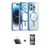 MARSİLYAN™- iPhone 12 Pro Kılıf Nova Işık Özel Seri - Siyah 34D Hayalet Izgaralı Cam + Şeffaf Kamera Lens Koruma Cam