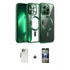 MARSİLYAN™- iPhone 12 Pro Kılıf Nova Işık Özel Seri - Siyah 34D Hayalet Izgaralı Cam + Shine Kamera Lens - GS