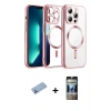 MARSİLYAN™- iPhone 12 Pro Kılıf Nova Işık Özel Seri - Siyah 34D Hayalet Izgaralı Cam + Shine Kamera Lens Koruma Cam - MI