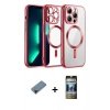 MARSİLYAN™- iPhone 12 Pro Kılıf Nova Işık Özel Seri - Siyah 34D Hayalet Izgaralı Cam + Shine Kamera Lens Koruma Cam - SH