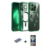 MARSİLYAN™- iPhone 12 Pro Kılıf Nova Işık Özel Seri - Siyah 34D Hayalet Izgaralı Cam + Renkli Kamera Lens Koruma Cam - YL