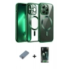 MARSİLYAN™- iPhone 12 Pro Kılıf Nova Işık Özel Seri - Siyah 360 Mat Full Body Arka Koruyucu + Metal Kamera Lens Koruma Cam - GS