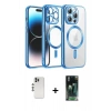 MARSİLYAN™- iPhone 12 Pro Kılıf Nova Işık Özel Seri - Siyah 360 Mat Full Body Arka Koruyucu + Gümüş Shine Kamera Lens