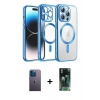 MARSİLYAN™- iPhone 12 Pro Kılıf Nova Işık Özel Seri - Siyah 360 Mat Full Body Arka Koruyucu + Neon Fosforlu Kamera Lens - MI