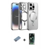 MARSİLYAN™- iPhone 12 Pro Kılıf Nova Işık Özel Seri - Siyah 360 Mat Full Body Arka Koruyucu + Shine Kamera Lens Koruma Cam - PE
