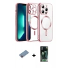 MARSİLYAN™- iPhone 12 Pro Kılıf Nova Işık Özel Seri - Siyah 360 Mat Full Body Arka Koruyucu + Shine Kamera Lens Koruma Cam - PE