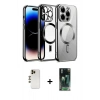 MARSİLYAN™- iPhone 12 Pro Kılıf Nova Işık Özel Seri - Siyah 360 Mat Full Body Arka Koruyucu + Shine Kamera Lens - GD