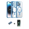 MARSİLYAN™- iPhone 12 Pro Kılıf Nova Işık Özel Seri - Siyah 360 Mat Full Body Arka Koruyucu + Shine Kamera Lens Koruma Cam - GD