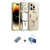 MARSİLYAN™- iPhone 12 Pro Kılıf Nova Işık Özel Seri - Siyah 3D Antistatik Cam Ekran Koruyucu + Metal Kamera Lens Koruma Cam - MR