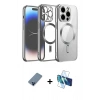 MARSİLYAN™- iPhone 12 Pro Kılıf Nova Işık Özel Seri - Siyah 3D Antistatik Cam Ekran Koruyucu + Metal Kamera Lens Koruma Cam - MI