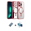 MARSİLYAN™- iPhone 12 Pro Kılıf Nova Işık Özel Seri - Siyah 3D Antistatik Cam Ekran Koruyucu + Metal Kamera Lens Koruma Cam - MI