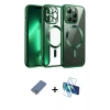MARSİLYAN™- iPhone 12 Pro Kılıf Nova Işık Özel Seri - Siyah 3D Antistatik Cam Ekran Koruyucu + Metal Kamera Lens Koruma Cam - AKYL