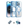 MARSİLYAN™- iPhone 12 Pro Kılıf Nova Işık Özel Seri - Siyah 3D Antistatik Cam Ekran Koruyucu + Metal Kamera Lens Koruma Cam - MI