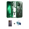 MARSİLYAN™- iPhone 12 Pro Kılıf Nova Işık Özel Seri - Siyah 3D Antistatik Cam Ekran Koruyucu + Neon Fosforlu Kamera Lens - SI