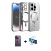 MARSİLYAN™- iPhone 12 Pro Kılıf Nova Işık Özel Seri - Siyah 3D Antistatik Cam Ekran Koruyucu + Neon Fosforlu Kamera Lens - TU