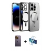MARSİLYAN™- iPhone 12 Pro Kılıf Nova Işık Özel Seri - Siyah 3D Antistatik Cam Ekran Koruyucu + Neon Fosforlu Kamera Lens - SI