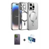 MARSİLYAN™- iPhone 12 Pro Kılıf Nova Işık Özel Seri - Siyah 3D Antistatik Cam Ekran Koruyucu + Neon Fosforlu Kamera Lens - YL