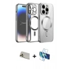 MARSİLYAN™- iPhone 12 Pro Kılıf Nova Işık Özel Seri - Siyah 3D Antistatik Cam Ekran Koruyucu + Rainbow Kamera Lens Koruma Cam - GD