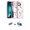 MARSİLYAN™- iPhone 12 Pro Kılıf Nova Işık Özel Seri - Siyah 3D Antistatik Cam Ekran Koruyucu + Renkli Kamera Lens Koruma Cam - TU