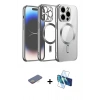 MARSİLYAN™- iPhone 12 Pro Kılıf Nova Işık Özel Seri - Siyah 3D Antistatik Cam Ekran Koruyucu + Renkli Kamera Lens Koruma Cam - SI