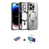 MARSİLYAN™- iPhone 12 Pro Kılıf Nova Işık Özel Seri - Siyah 3D Antistatik Cam Ekran Koruyucu + Renkli Kamera Lens Koruma Cam - TU