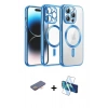 MARSİLYAN™- iPhone 12 Pro Kılıf Nova Işık Özel Seri - Siyah 3D Antistatik Cam Ekran Koruyucu + Renkli Kamera Lens Koruma Cam - TU
