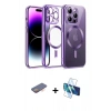 MARSİLYAN™- iPhone 12 Pro Kılıf Nova Işık Özel Seri - Siyah 3D Antistatik Cam Ekran Koruyucu + Renkli Kamera Lens Koruma Cam - TU