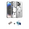 MARSİLYAN™- iPhone 12 Pro Kılıf Nova Işık Özel Seri - Siyah 3D Antistatik Cam Ekran Koruyucu + Shine Kamera Lens Koruma Cam - SABE
