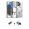 MARSİLYAN™- iPhone 12 Pro Kılıf Nova Işık Özel Seri - Siyah 3D Antistatik Cam Ekran Koruyucu + Shine Kamera Lens Koruma Cam - GD