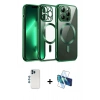 MARSİLYAN™- iPhone 12 Pro Kılıf Nova Işık Özel Seri - Siyah 3D Antistatik Cam Ekran Koruyucu + Shine Kamera Lens - MI