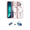 MARSİLYAN™- iPhone 12 Pro Kılıf Nova Işık Özel Seri - Siyah 3D Antistatik Cam Ekran Koruyucu + Shine Kamera Lens Koruma Cam - GD