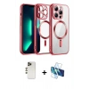MARSİLYAN™- iPhone 12 Pro Kılıf Nova Işık Özel Seri - Siyah 3D Antistatik Cam Ekran Koruyucu + Shine Kamera Lens - GD