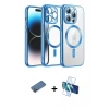MARSİLYAN™- iPhone 12 Pro Kılıf Nova Işık Özel Seri - Siyah 3D Antistatik Cam Ekran Koruyucu + Shine Kamera Lens Koruma Cam - GD