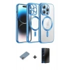 MARSİLYAN™- iPhone 12 Pro Kılıf Nova Işık Özel Seri - Siyah 3D Antistatik Hayalet Cam Ekran Koruyucu + Shine Kamera Lens Koruma Cam - GI