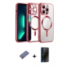 MARSİLYAN™- iPhone 12 Pro Kılıf Nova Işık Özel Seri - Siyah 3D Antistatik Hayalet Cam Ekran Koruyucu + Gold Metal Kamera Lens Koruma Cam