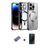 MARSİLYAN™- iPhone 12 Pro Kılıf Nova Işık Özel Seri - Siyah 3D Antistatik Hayalet Cam Ekran Koruyucu + Gold Metal Kamera Lens Koruma Cam
