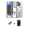 MARSİLYAN™- iPhone 12 Pro Kılıf Nova Işık Özel Seri - Siyah 3D Antistatik Hayalet Cam Ekran Koruyucu + Metal Kamera Lens Koruma Cam - GS