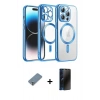 MARSİLYAN™- iPhone 12 Pro Kılıf Nova Işık Özel Seri - Siyah 3D Antistatik Hayalet Cam Ekran Koruyucu + Metal Kamera Lens Koruma Cam - GS