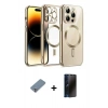 MARSİLYAN™- iPhone 12 Pro Kılıf Nova Işık Özel Seri - Siyah 3D Antistatik Hayalet Cam Ekran Koruyucu + Metal Kamera Lens Koruma Cam - GS