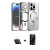 MARSİLYAN™- iPhone 12 Pro Kılıf Nova Işık Özel Seri - Siyah 3D Antistatik Hayalet Cam Ekran Koruyucu + Kamera Lens Koruma Cam - SF