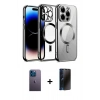 MARSİLYAN™- iPhone 12 Pro Kılıf Nova Işık Özel Seri - Siyah 3D Antistatik Hayalet Cam Ekran Koruyucu + Neon Fosforlu Kamera Lens - MI