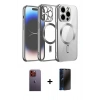 MARSİLYAN™- iPhone 12 Pro Kılıf Nova Işık Özel Seri - Siyah 3D Antistatik Hayalet Cam Ekran Koruyucu + Neon Fosforlu Kamera Lens - TU