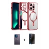 MARSİLYAN™- iPhone 12 Pro Kılıf Nova Işık Özel Seri - Siyah 3D Antistatik Hayalet Cam Ekran Koruyucu + Neon Fosforlu Kamera Lens - MI