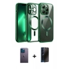 MARSİLYAN™- iPhone 12 Pro Kılıf Nova Işık Özel Seri - Siyah 3D Antistatik Hayalet Cam Ekran Koruyucu + Neon Fosforlu Kamera Lens - MI